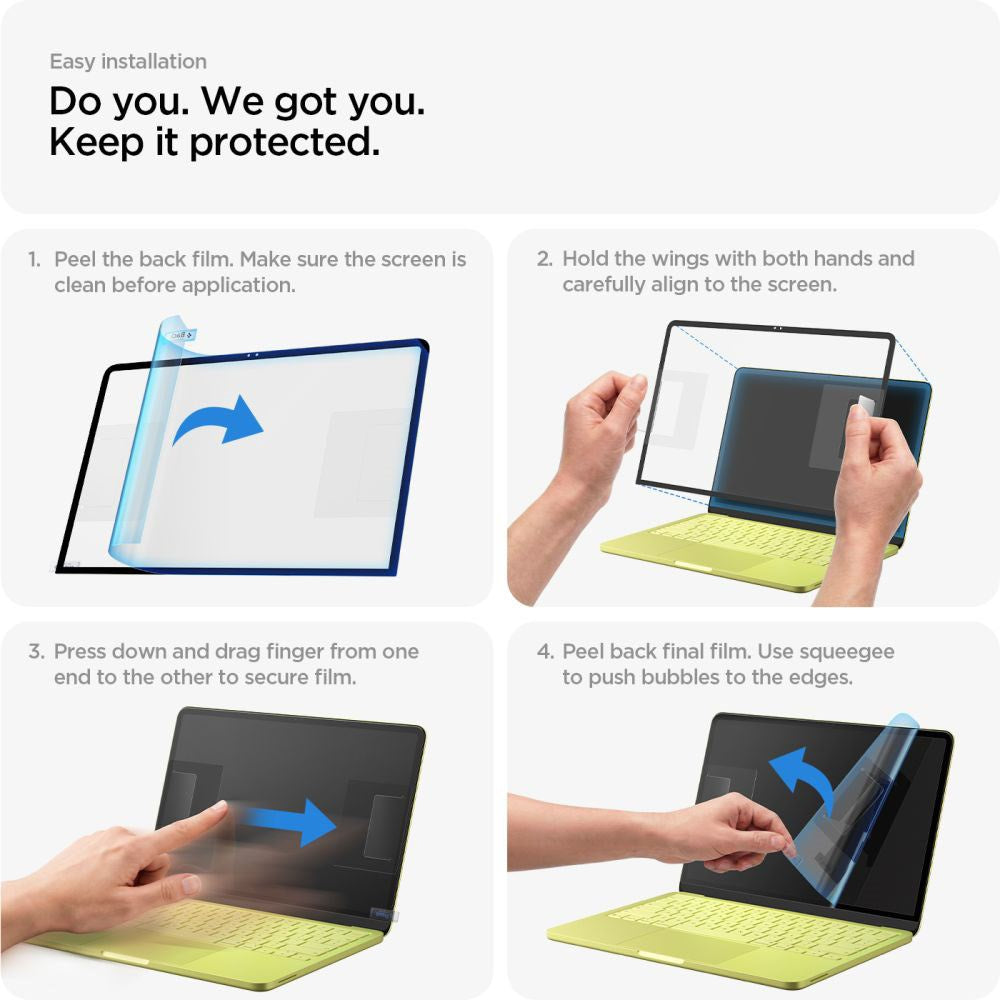 MacBook Neo 13 A18 Pro (2026) Spigen Hærdet Beskyttelsesglas - Gennemsigtig / Sort Kant