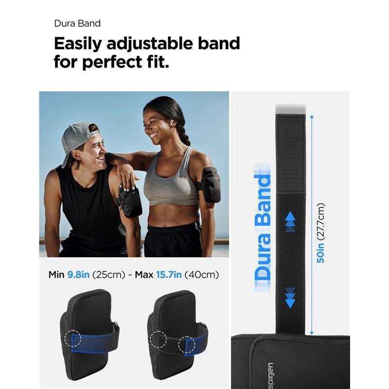 Spigen Dynamic Shield Løbearmbånd m. 2 Lommer (Maks. Mobil: 195 x 113mm) - Sort