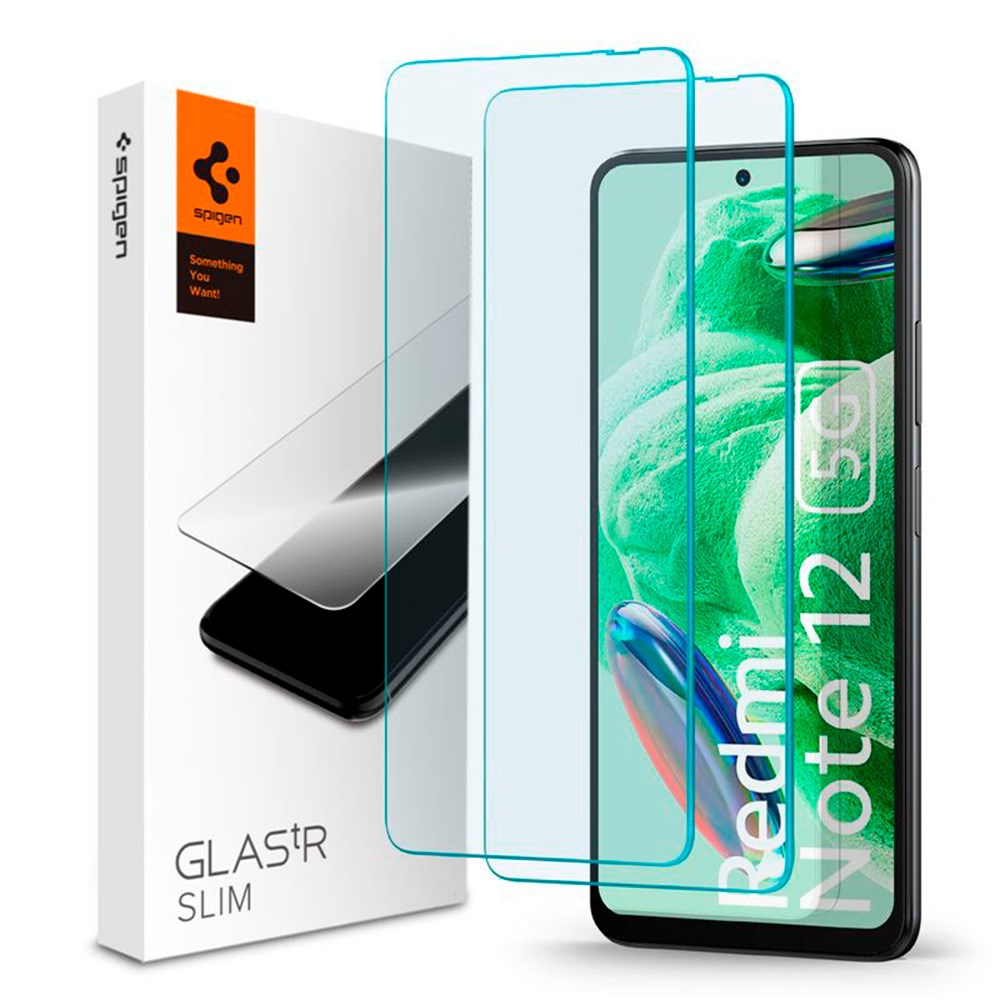 Xiaomi Redmi Note 12 (5G) / Poco X5 (5G) Spigen Glas.tr Slim Skærmbeskyttelse - 2 Stk - Gennemsigtig