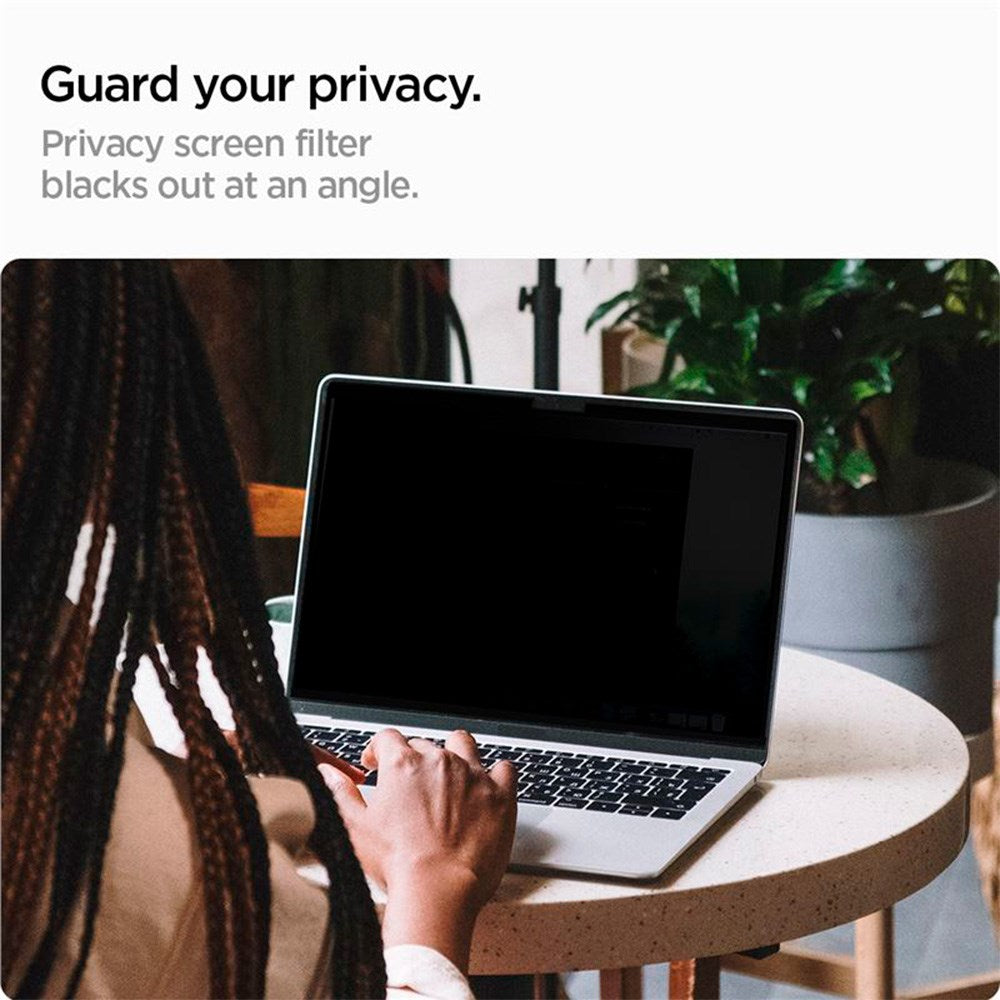 MacBook Air 15" M2/M3/M4 (2023-2025) Spigen SafeView Privacy Beskyttelsesfilm - Gennemsigtig