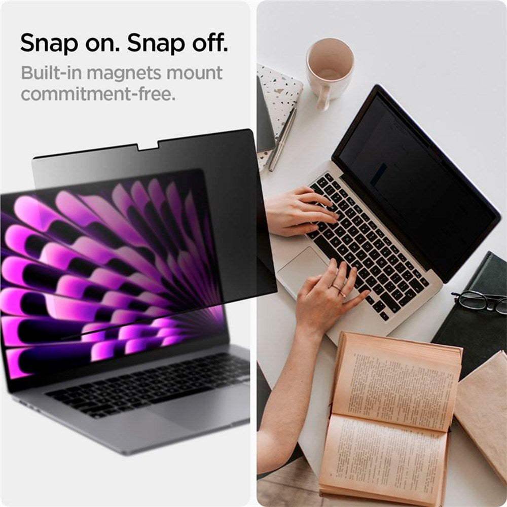 MacBook Air 15" M2/M3/M4 (2023-2025) Spigen SafeView Privacy Beskyttelsesfilm - Gennemsigtig