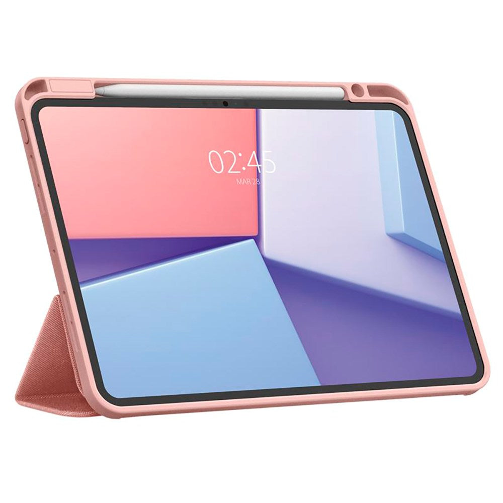 iPad Pro 11" (2025 / 2024) Spigen Urban Fit Stof Flip Cover m. Pen Holder - Rose Gold