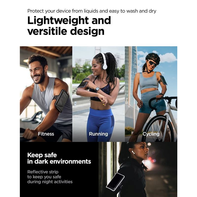 Spigen Universal Dynamic Shield Løbearmbånd m. Plastikrude (Maks. Mobil: 6.9") - Sort