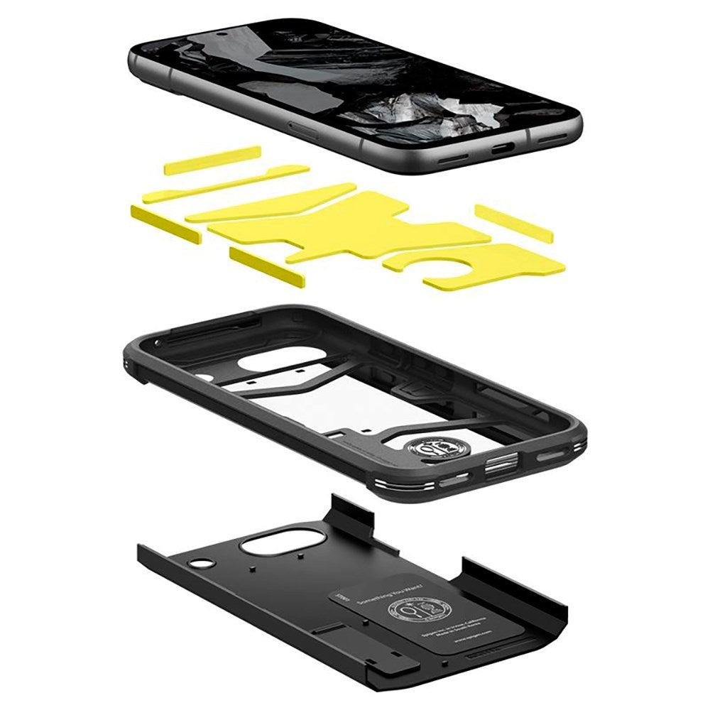 Google Pixel 8a Spigen Tough Armor Case m. Kickstand - Sort