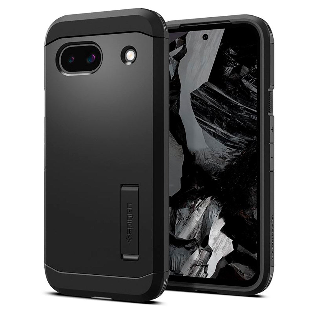 Google Pixel 8a Spigen Tough Armor Case m. Kickstand - Sort