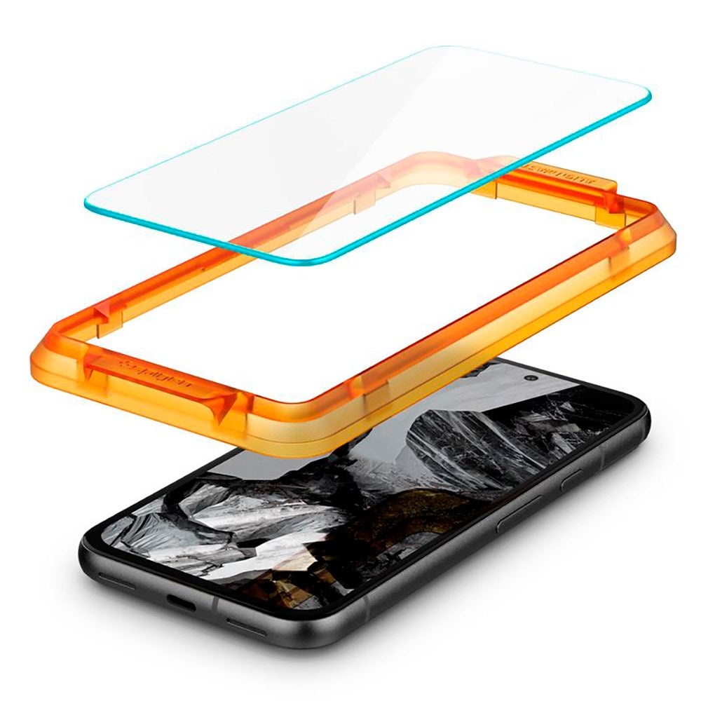 Google Pixel 8a Spigen Alignmaster Glas.tR Skærmbeskyttelse 2. Stk - Case Friendly - Gennemsigtig