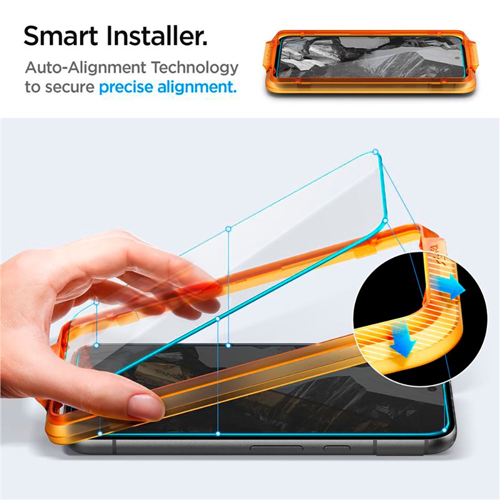 Google Pixel 8a Spigen Alignmaster Glas.tR Skærmbeskyttelse 2. Stk - Case Friendly - Gennemsigtig