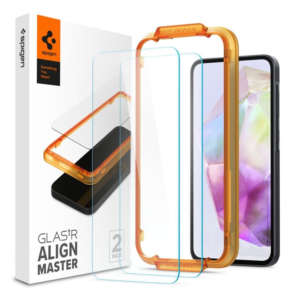 Spigen - Samsung Galaxy A35 (5G) - AlignMaster Glass tR Skærmbeskyttelse - 2 stk - Case Friendly - Gennemsigtig