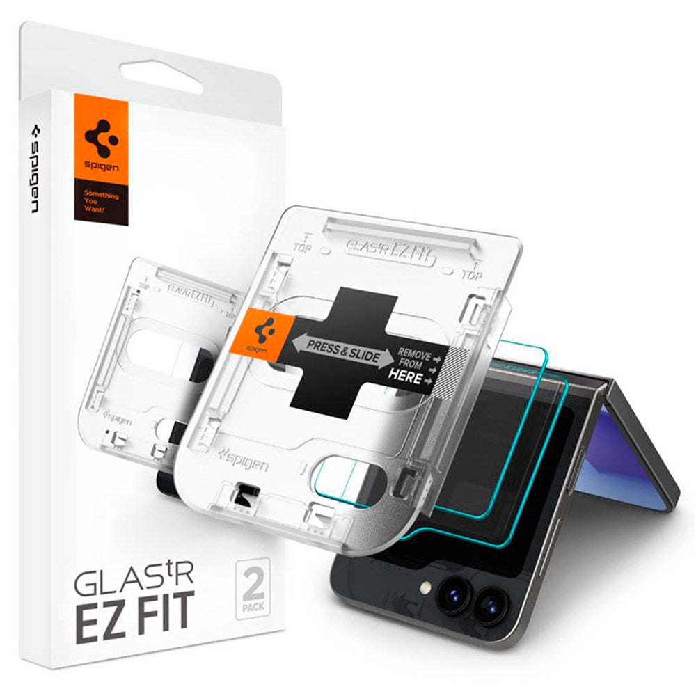 Spigen Samsung Galaxy Z Flip7 FE / Flip6 EZ Fit Glas.tR Sub Screen Skærmbeskyttelse - 2 stk. - Case Friendly - Gennemsigtig