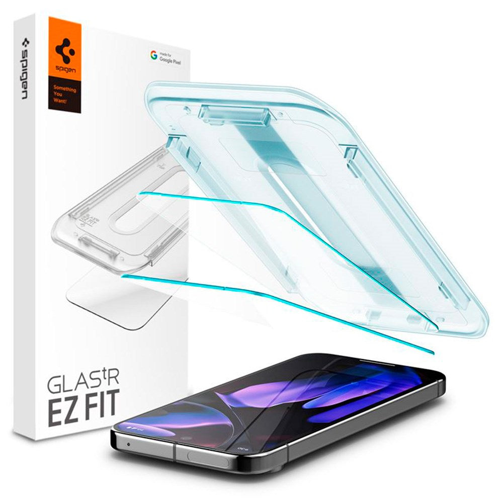 Google Pixel 10 / 10 Pro / 9 / 9 Pro Spigen EZ Fit Glas.tR Skærmbeskyttelse 2. Stk - Case Friendly - Gennemsigtig