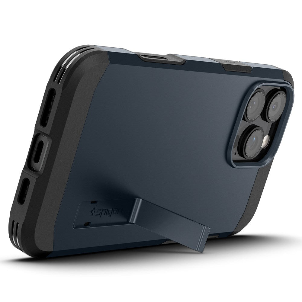 iPhone 16 Pro Max Spigen Tough Armor T Case m. Kickstand - MagSafe Kompatibel - Blå