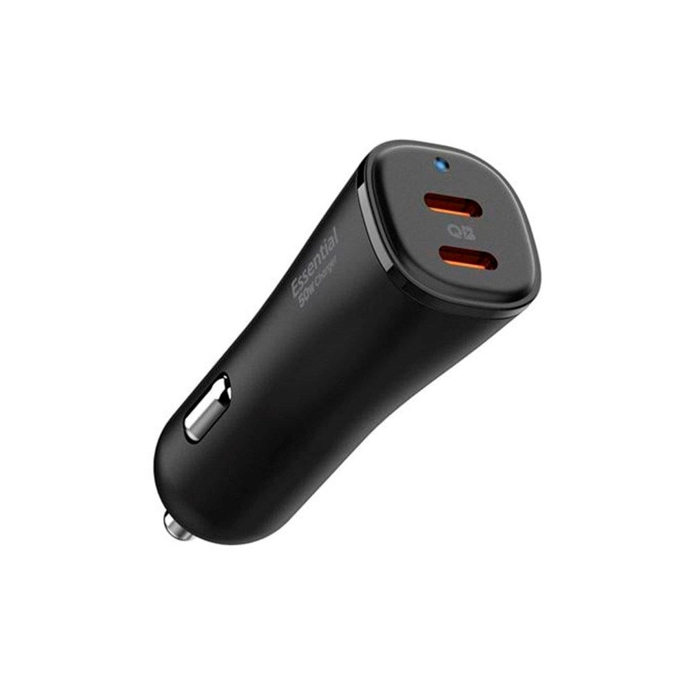 Spigen - 50W Biloplader - 2x USB-C - Sort