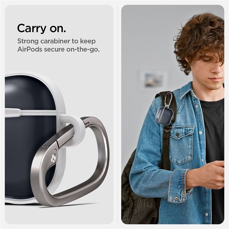 Spigen Classic C1 AirPods (4. Gen.) Hårdt Plastik Cover - Karabinhage - Sort / Hvid