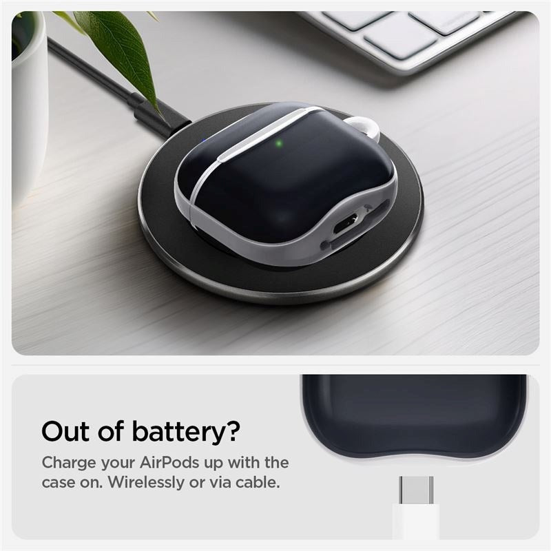 Spigen Classic C1 AirPods (4. Gen.) Hårdt Plastik Cover - Karabinhage - Sort / Hvid