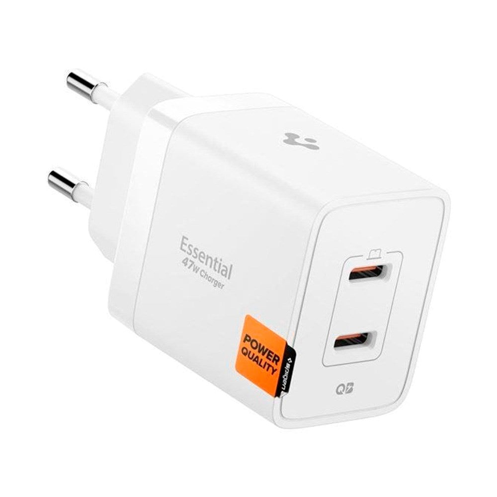 Spigen - 47W Vægoplader - 2x USB-C - Hvid