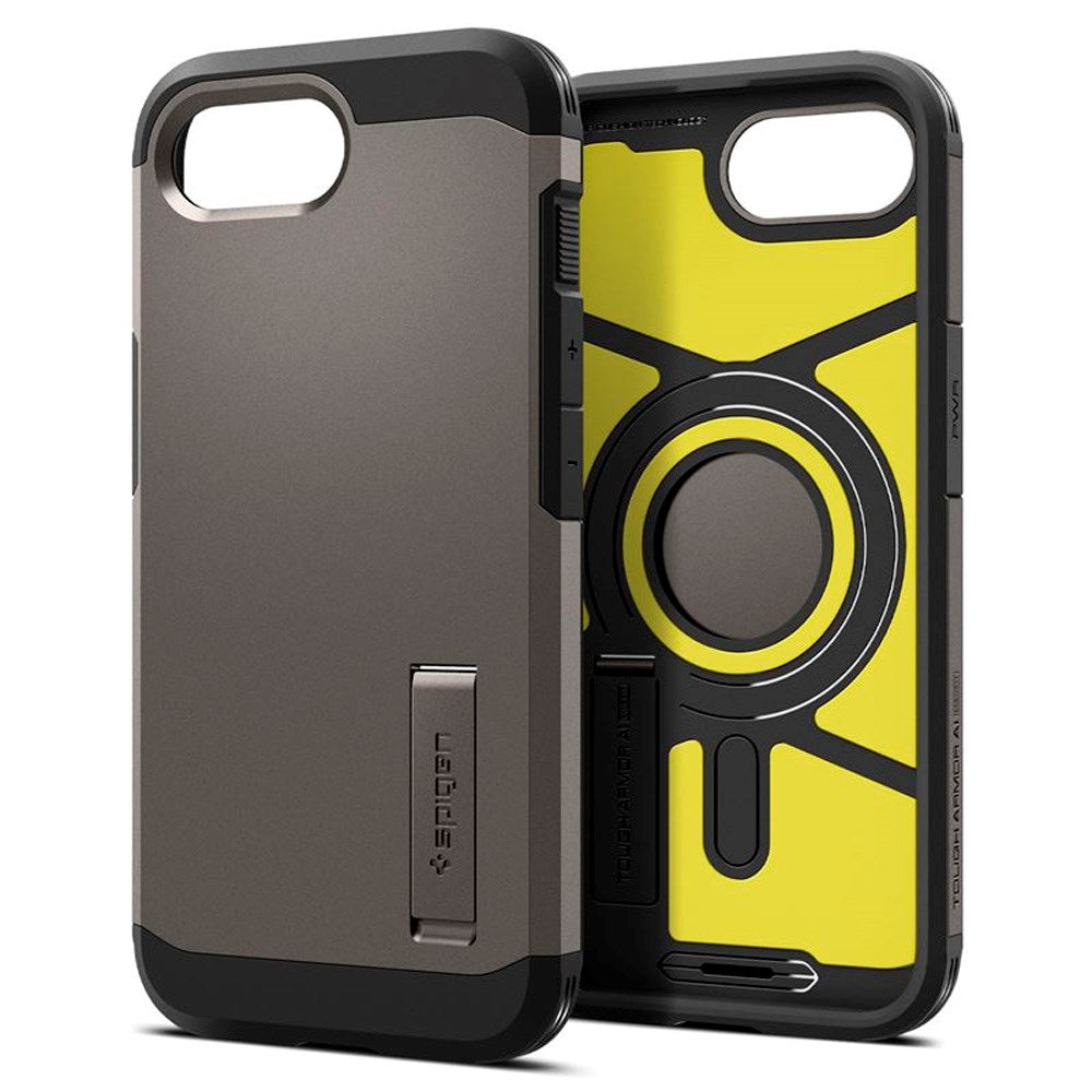 Spigen iPhone 17e / 16e Tough Armor Cover inkl. Kickstand - MagSafe Kompatibel - Gunmetal