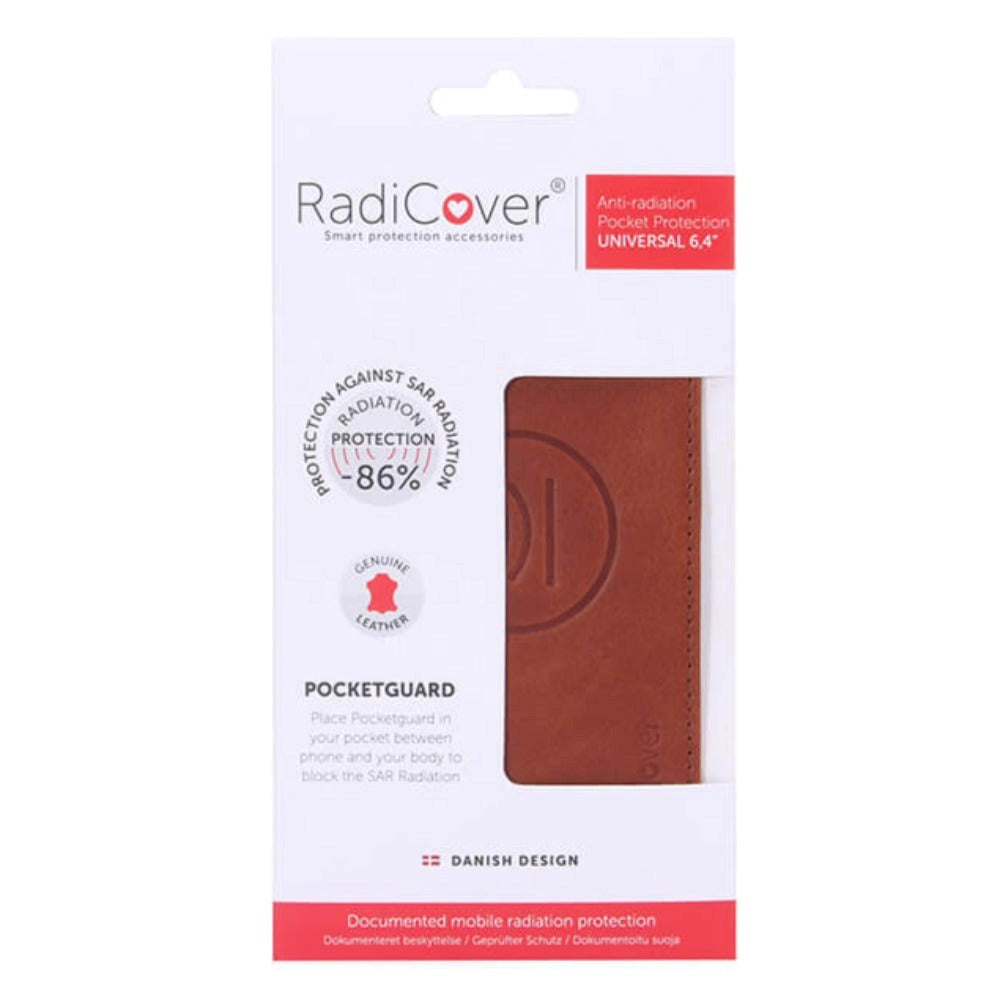 RadiCover Universal 6,4" Pocket Guard Strålingsbeskyttelse Læder - Brun