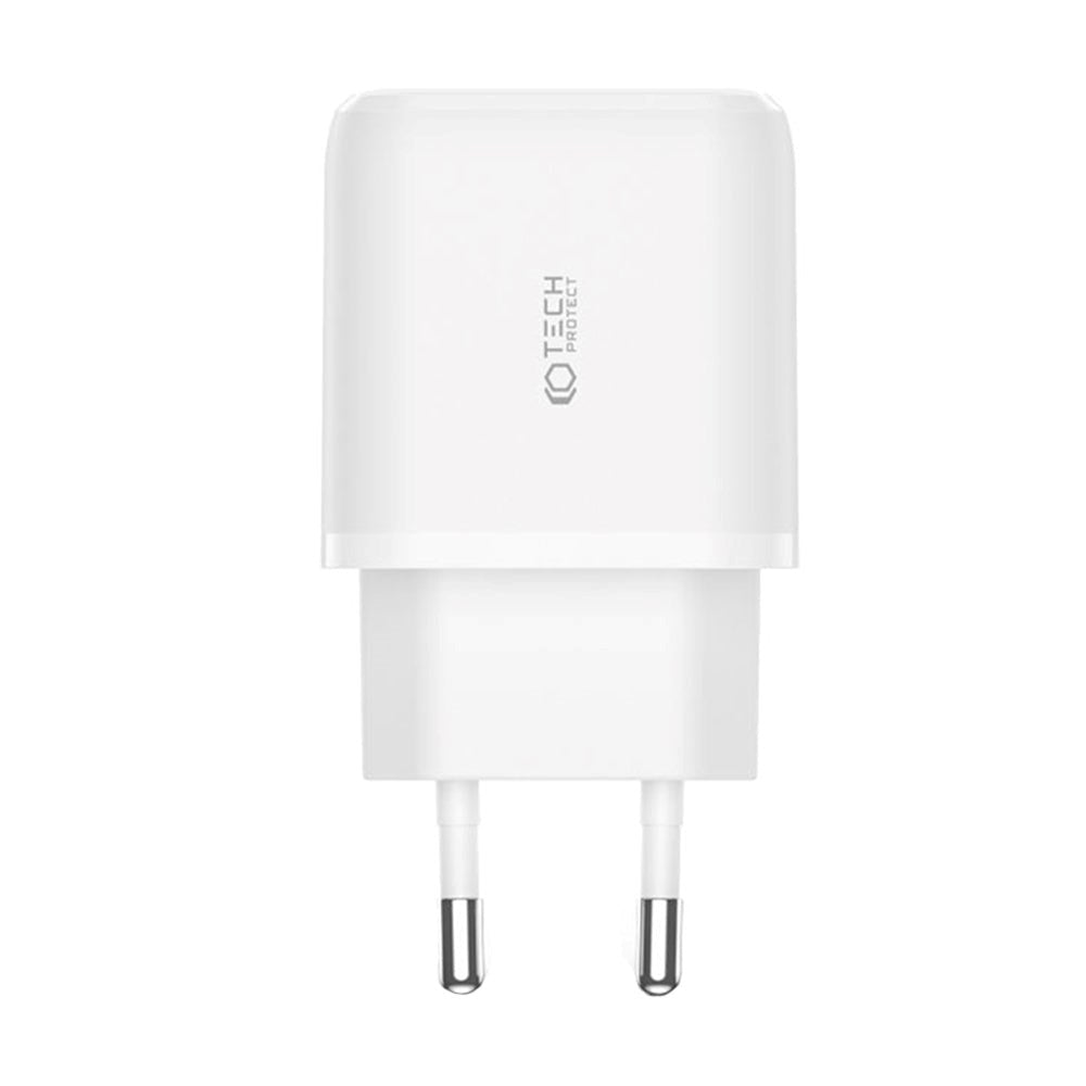 Tech-Protect 20W Vægoplader m. 1 x USB-C & 1 x USB-A - Hvid