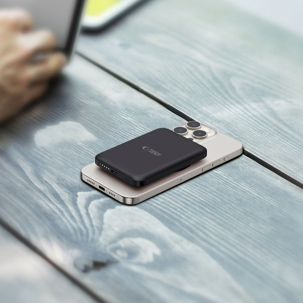 Tech-Protect LifeMag Trådløs Powerbank 5000 mAh - MagSafe Kompatibel - Sort