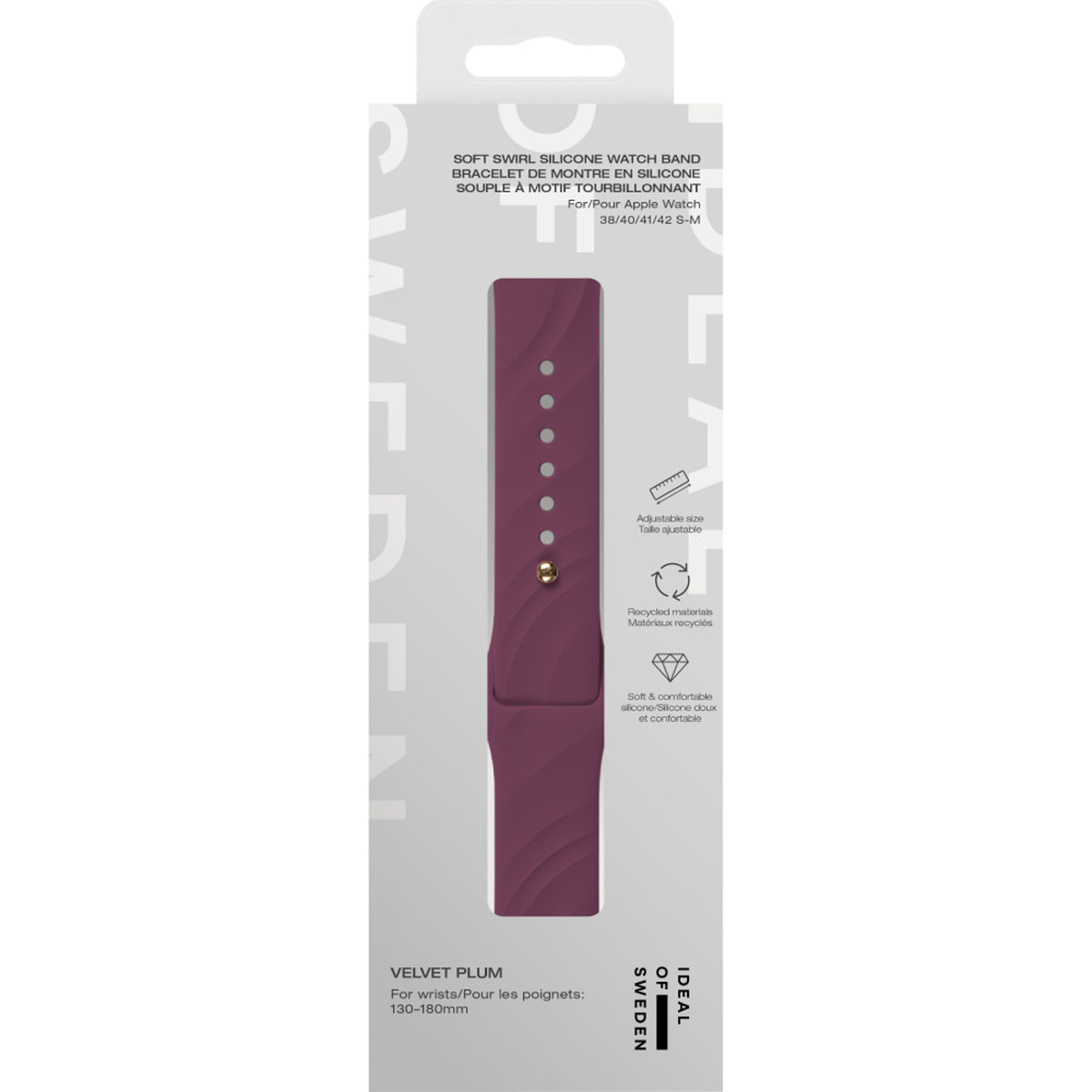 iDeal of Sweden Apple Watch (38/40/SE/41/42mm) Soft Swirl Silikonerem - Str. S/M - Velvet Plum