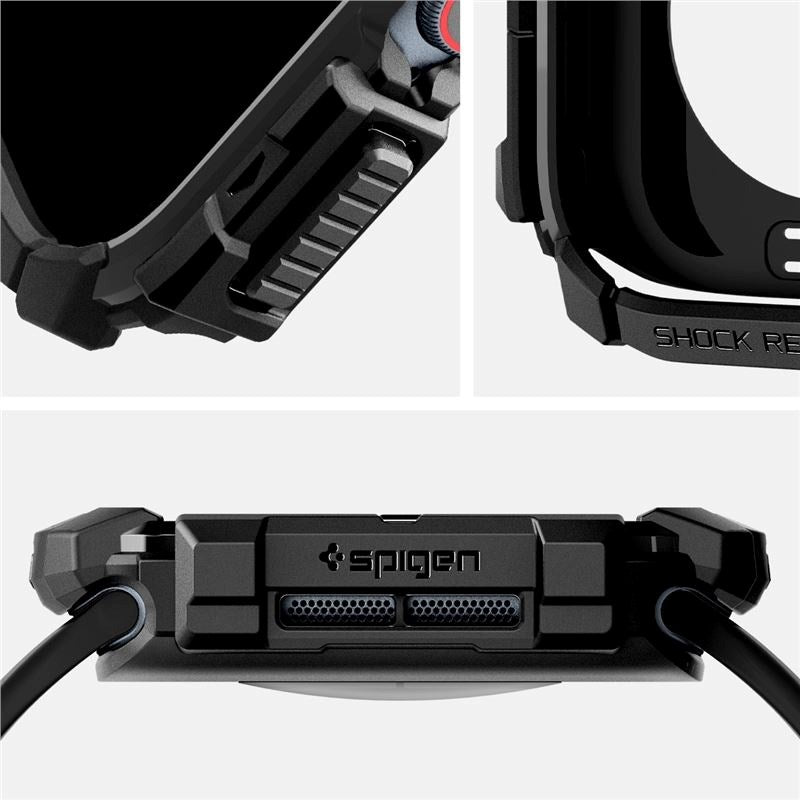 Spigen Rugged Armor Cover - Apple Watch 11 / 10 (42mm) - Fleksibelt Plastik - Sort