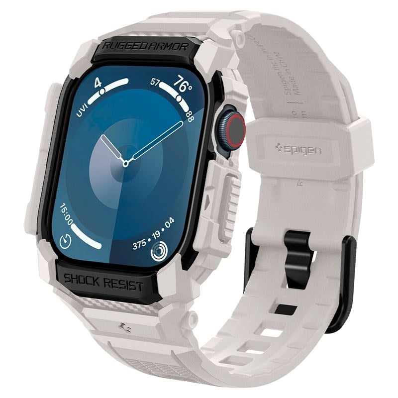 Apple Watch 11 / 10 (46mm) - Spigen Rugged Armor Pro Rem m. Cover - Beige