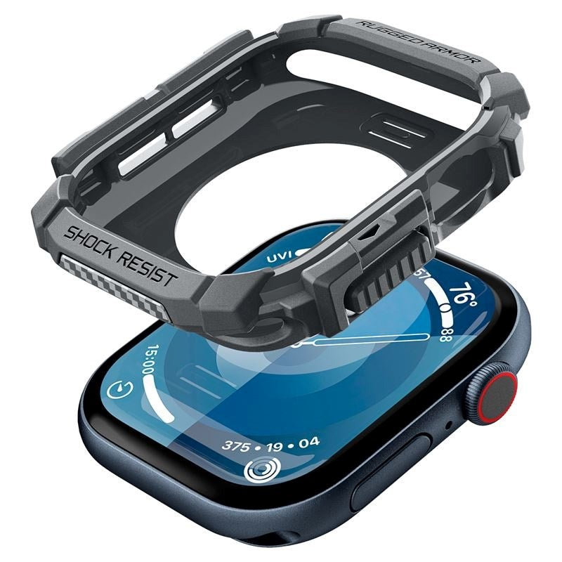 Spigen Rugged Armor Cover - Apple Watch 11 / 10 (46mm) - Fleksibelt Plastik - Mørkegrå