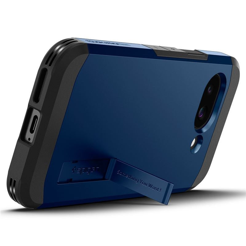 Spigen Tough Armor Hybrid Cover m. Kickstand - Google Pixel 9a - MagSafe Kompatibel - Blå