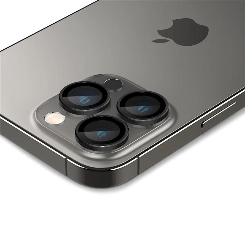 iPhone 17 Pro / 17 Pro Max / 16 Pro / 16 Pro Max / 15 Pro / 15 Pro Max / 14 Pro / 14 Pro Max Spigen EZ Fit. tR Optik Pro Kameralinse Beskyttelse - 2 Stk - Gennemsigtig / Sort