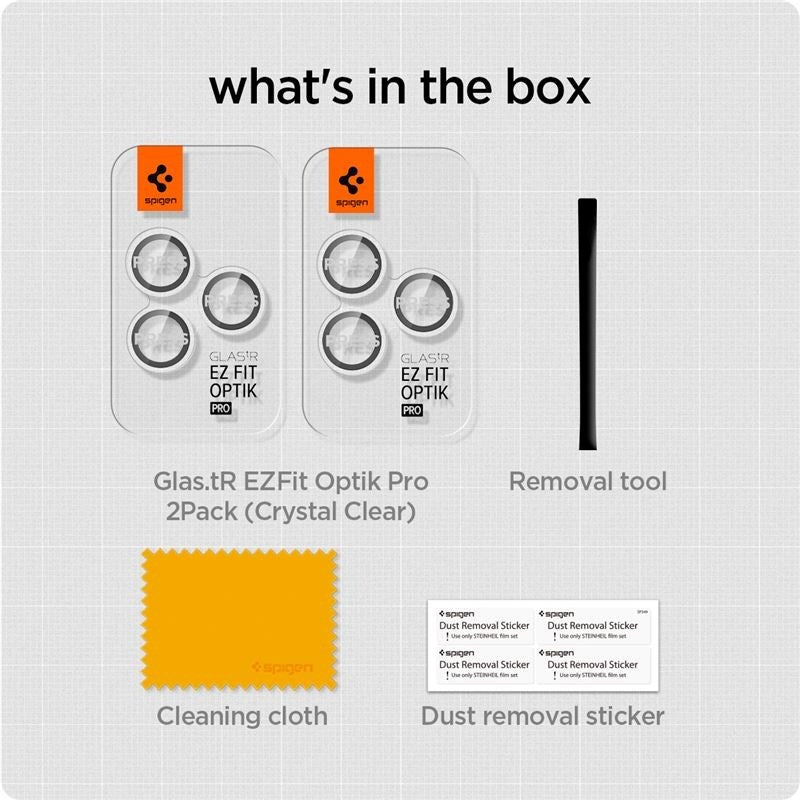 iPhone 16 Pro / 16 Pro Max / 15 Pro / 15 Pro Max / 14 Pro / 14 Pro Max Spigen EZ Fit. tR Optik Pro Kameralinse Beskyttelse - 2 Stk - Gennemsigtig