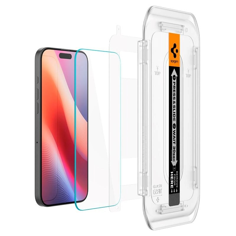 iPhone 17 Pro Max / 16 Pro Max Spigen EZ Fit Glas.tR Skærmbeskyttelse 2. Stk - Case Friendly - Gennemsigtig