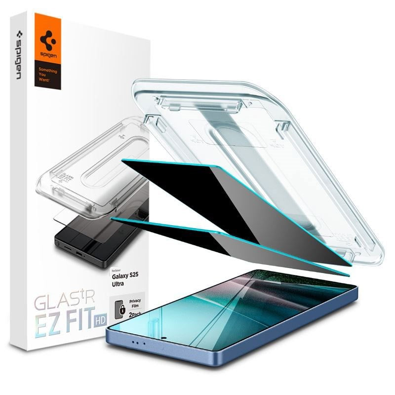 Samsung Galaxy S25 Ultra Spigen Glass tR EZ Fit HD Skærmglas - Privacy - 2 stk - Gennemsigtig