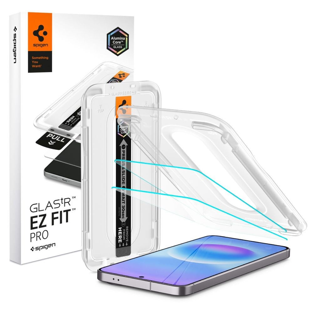 Samsung Galaxy A57 - Spigen EZ Fit Glas tR Skærmbeskyttelse - 2 stk - Case Friendly - Gennemsigtig