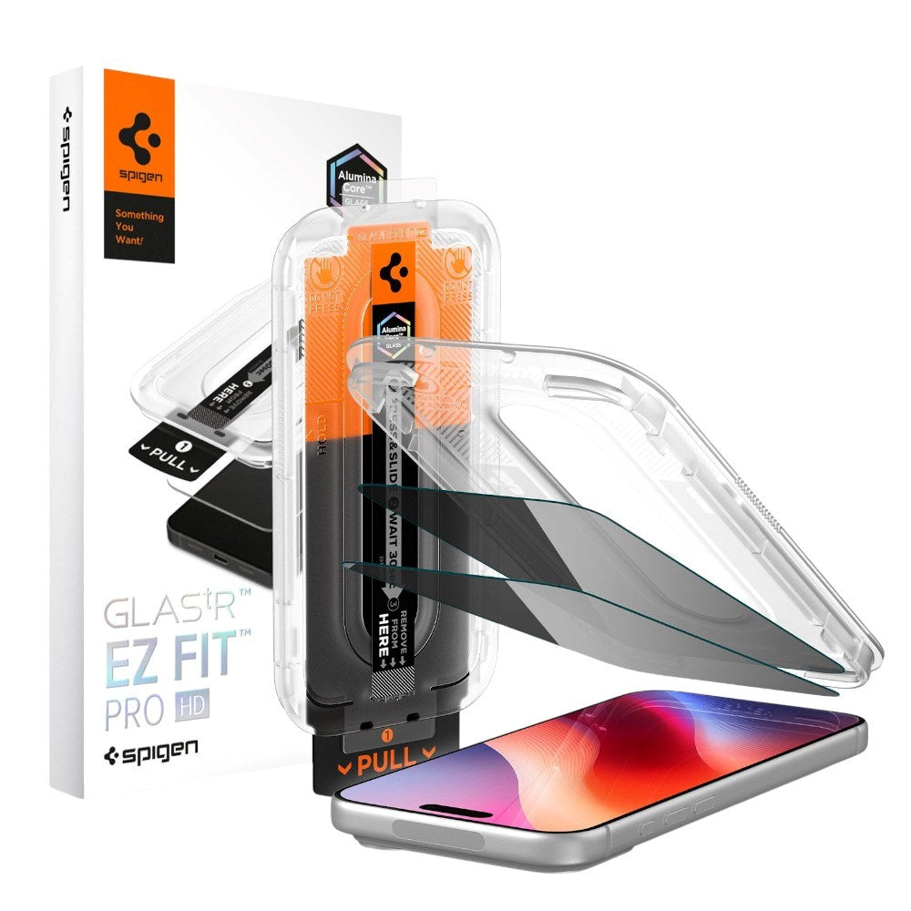 iPhone 18 Pro Max Spigen Glass tR EZ Fit Pro HD Privacy Skærmbeskyttelsesglas - 2 stk - Gennemsigtig