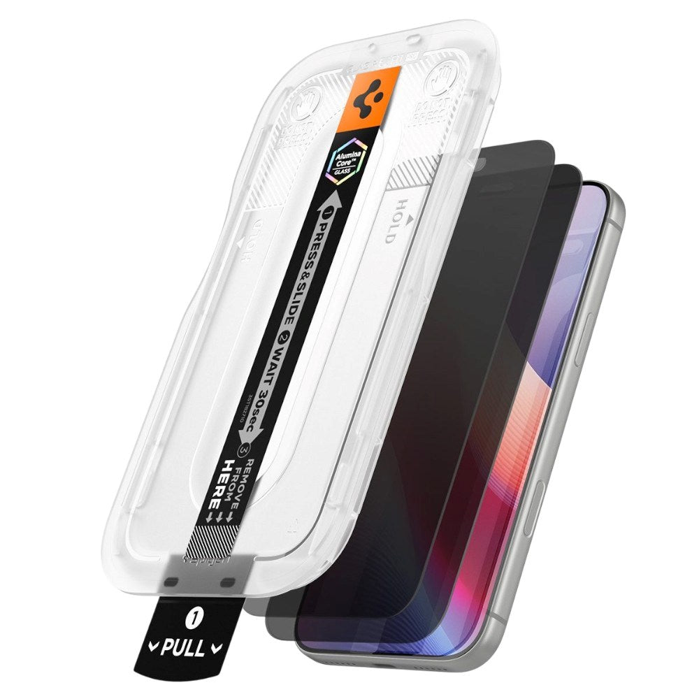 iPhone 18 Pro Max Spigen Glass tR EZ Fit Pro HD Privacy Skærmbeskyttelsesglas - 2 stk - Gennemsigtig