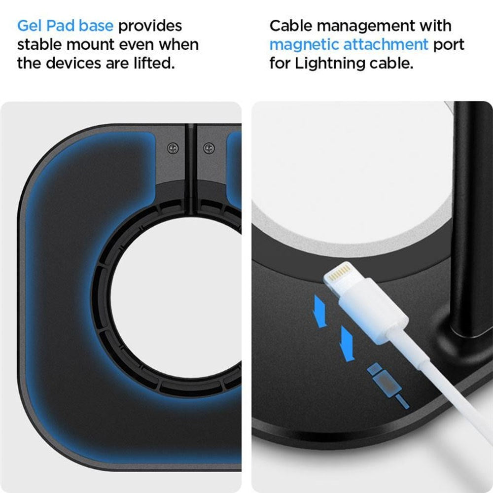 Spigen Stander m. Opladning til Mobil & AirPods Max - MagSafe Kompatibel - Sort