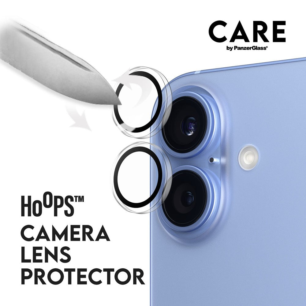 CARE By PanzerGlass iPhone 16 3-i-1 FLAGSHIP Bundle - Skærmbeskyttelse (UWF) / Bagsidecover / Kamerabeskyttelse - Gennemsigtig
