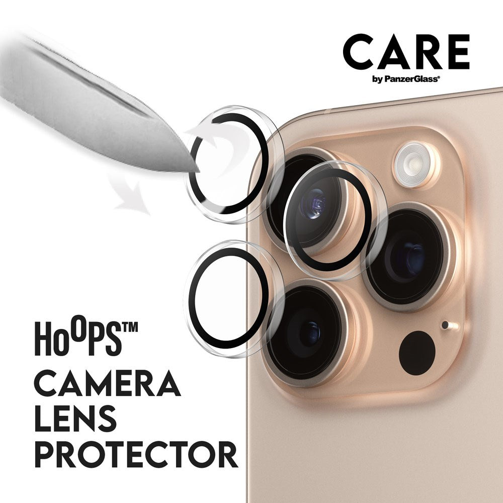 CARE By PanzerGlass iPhone 16 Pro 3-i-1 FLAGSHIP Bundle - Skærmbeskyttelse (UWF) / Bagsidecover / Kamerabeskyttelse - Gennemsigtig