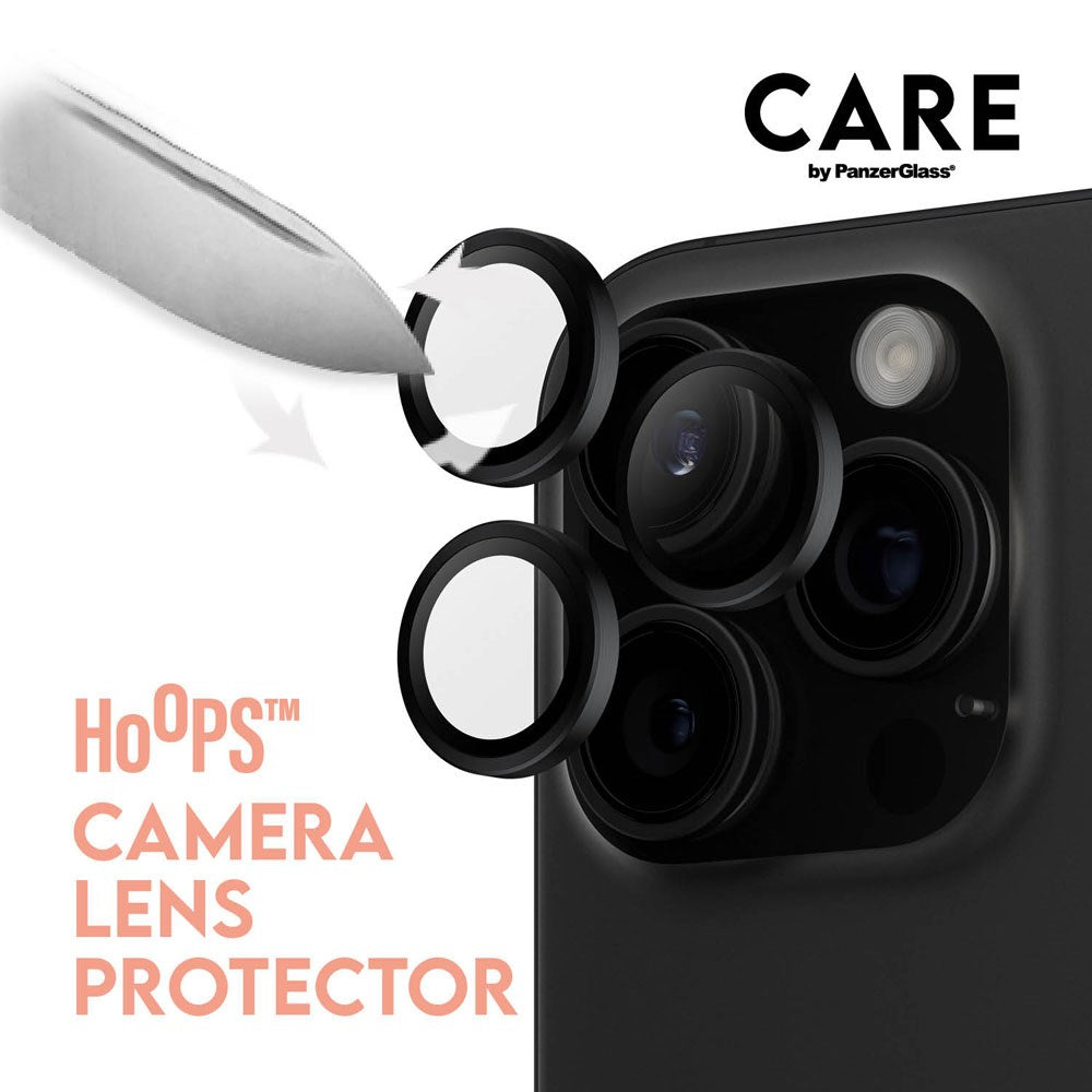 CARE By PanzerGlass iPhone 16 Pro 3-i-1 FLAGSHIP MagSafe Bundle - Privacy Skærmbeskyttelse (UWF) / Bagsidecover / Kamerabeskyttelse - Gennemsigtig / Sort