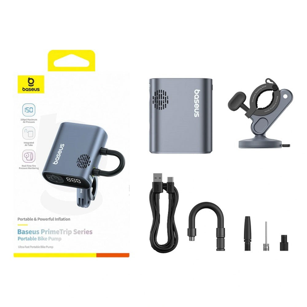 Baseus PrimeTrip Minikompressor - Elektrisk Cykelpumpe - Grå