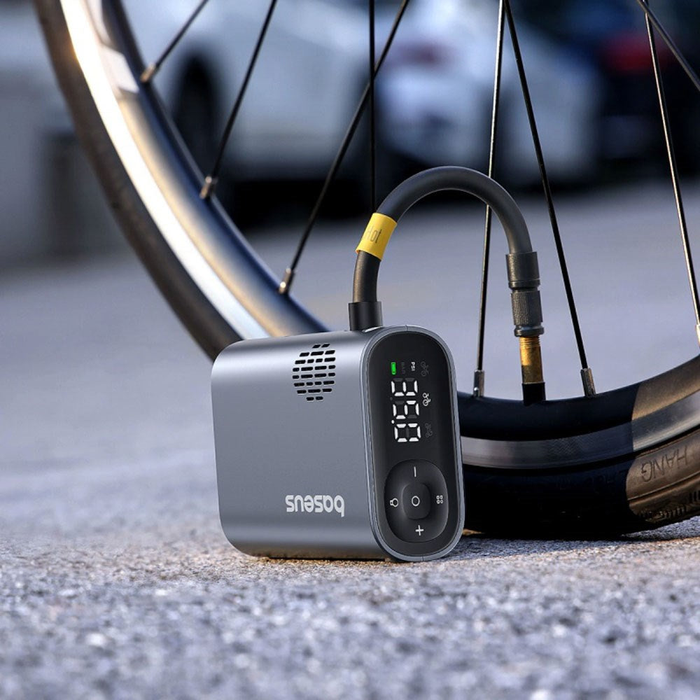Baseus PrimeTrip Minikompressor - Elektrisk Cykelpumpe - Grå