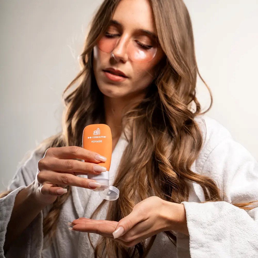 Case&Me Silikone Rejseflaskesæt - Orange / Sort