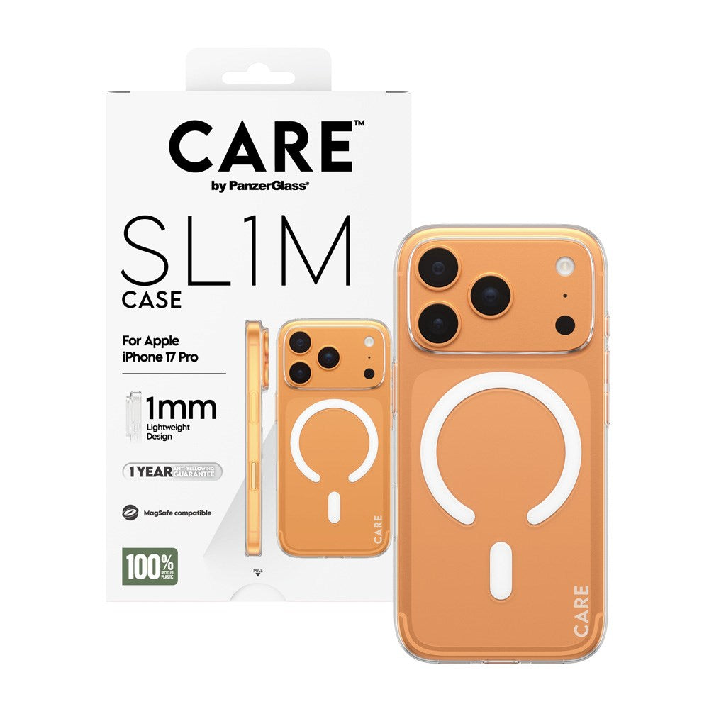 iPhone 17 Pro CARE by PanzerGlass SL1M Cover - MagSafe Kompatibel - Gennemsigtig