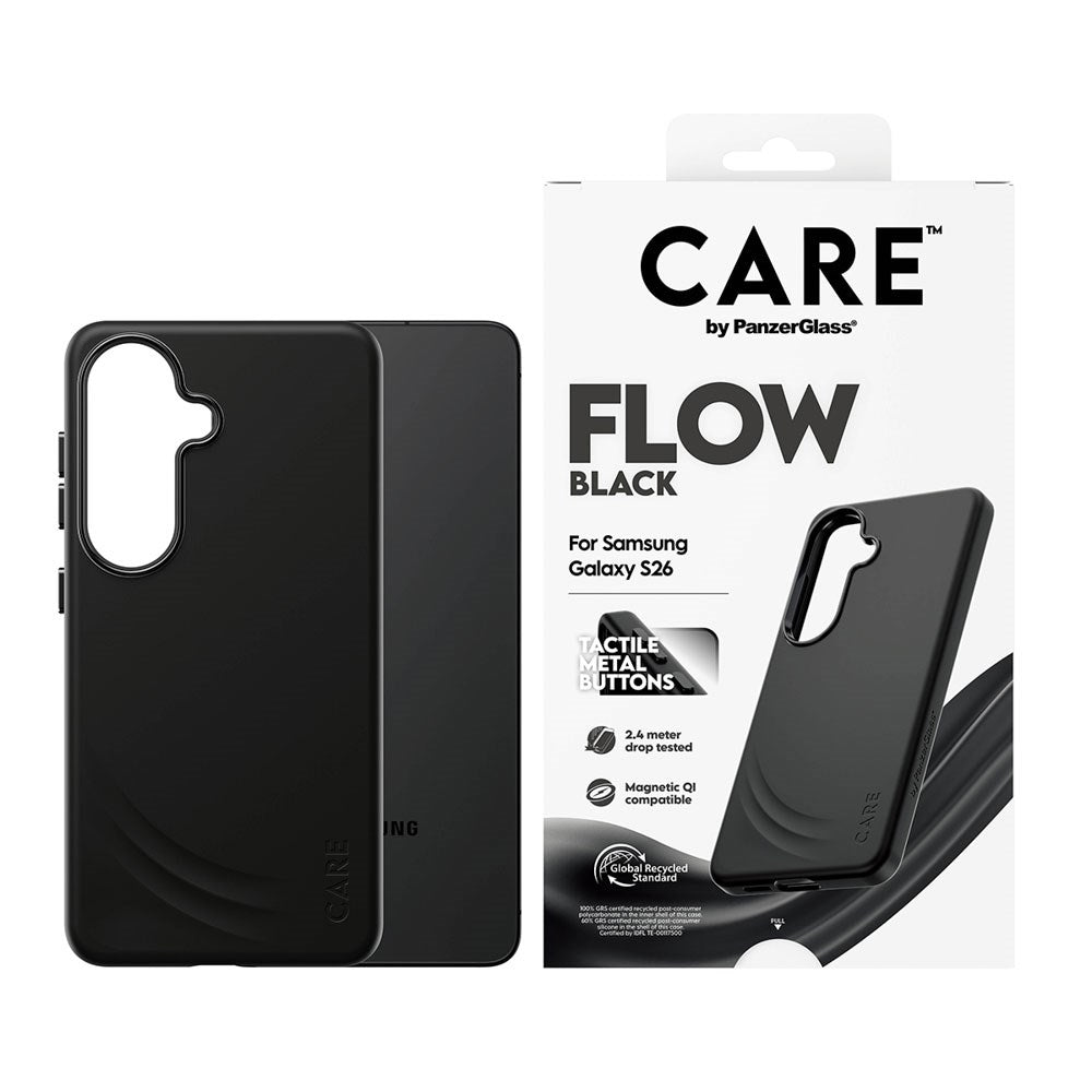 Samsung Galaxy S26 CARE by PanzerGlass Feature Flow Mobil Cover - Qi Kompatibel - Sort