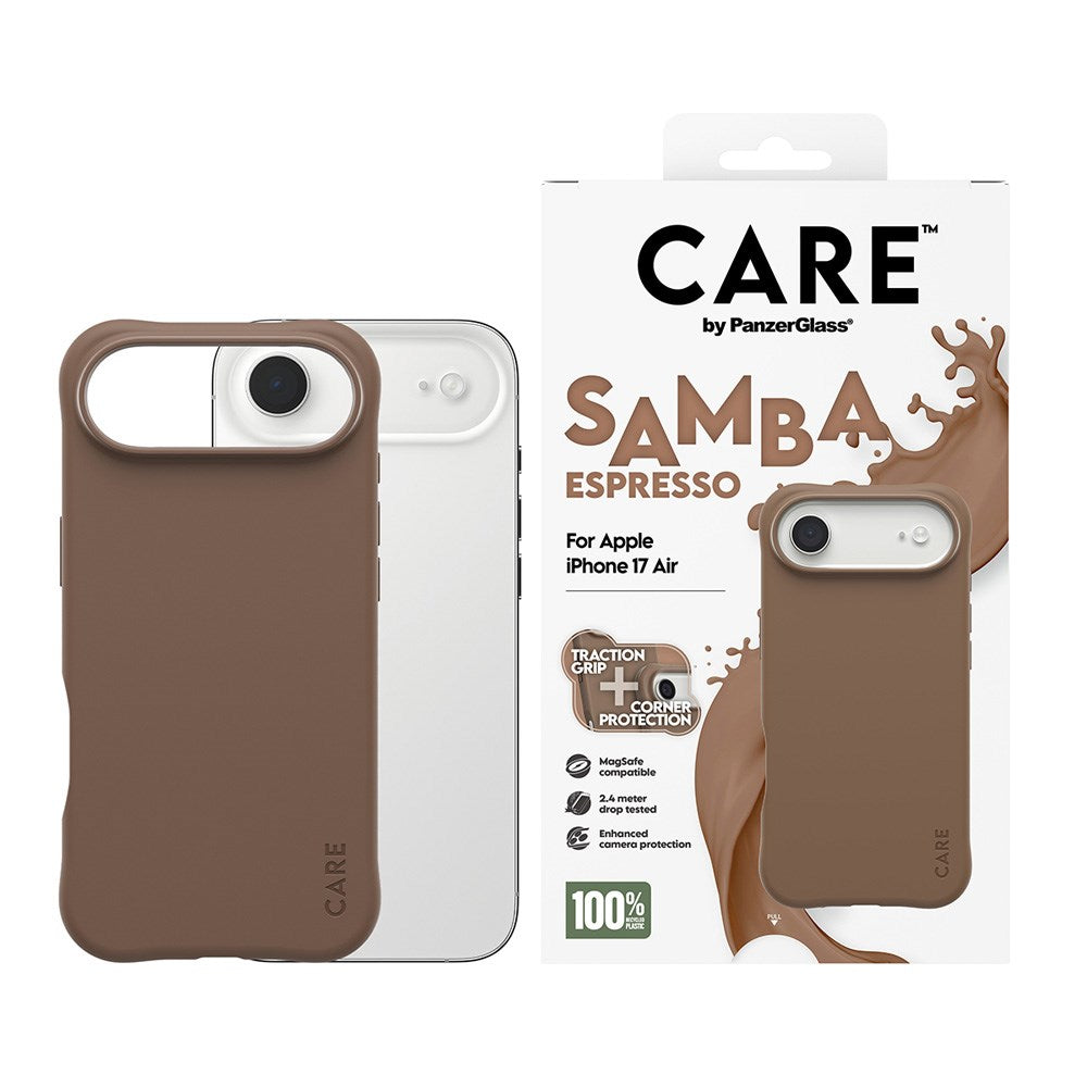iPhone Air CARE by PanzerGlass Fashionable Samba Mobil Cover - MagSafe Kompatibel - Espresso