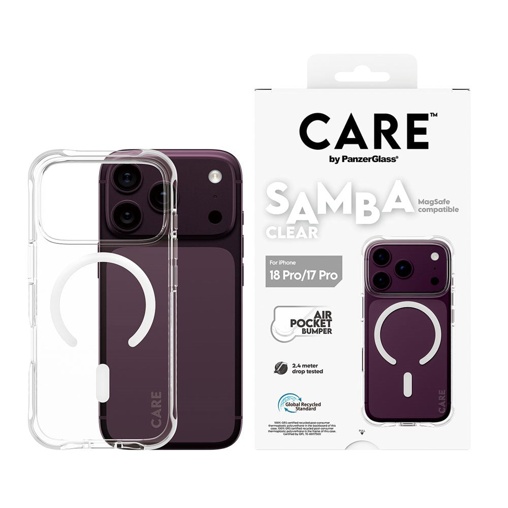 iPhone 18 Pro / 17 Pro CARE by PanzerGlass Fashionable Samba Mobil Cover - MagSafe Kompatibel - Gennemsigtig