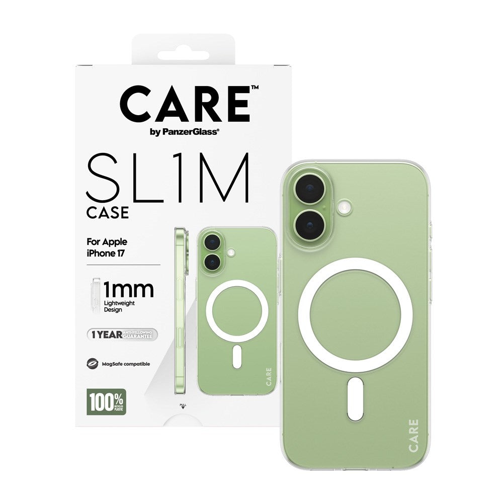 iPhone 17 CARE by PanzerGlass SL1M Cover - MagSafe Kompatibel - Gennemsigtig