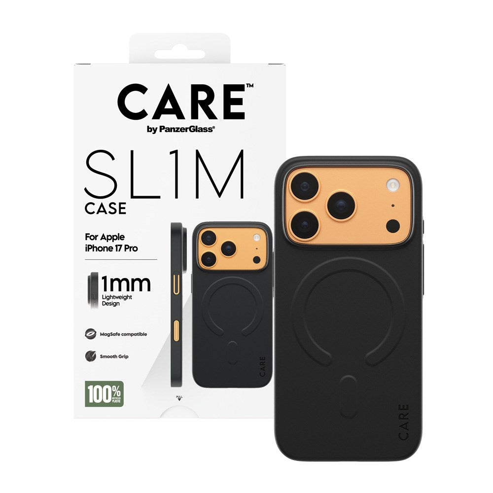 iPhone 17 Pro CARE by PanzerGlass SL1M Cover - MagSafe Kompatibel - Sort