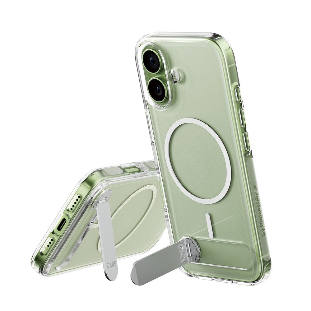 iPhone 17 CARE by PanzerGlass Feature Kickstand Mobil Cover - MagSafe Kompatibel - Transparent / Silver