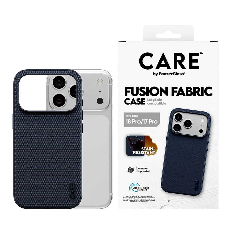 iPhone 18 Pro / 17 Pro CARE by PanzerGlass Fusion Fabric Case - MagSafe Kompatibel - Blå